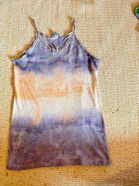 True Vintage Original 1970's Tie Dye Lace Trim Cami Tank Top